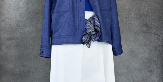 Blusen-Blouson, Reine Köper-Seide/Bund-Passen-Hose, BW-Köper-Stretch