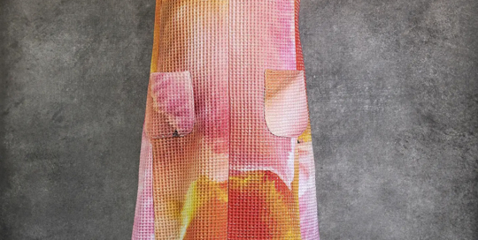 Hängerkleid mit aufgesetzten Taschen, BW-Waffelpiquée, Photokunst